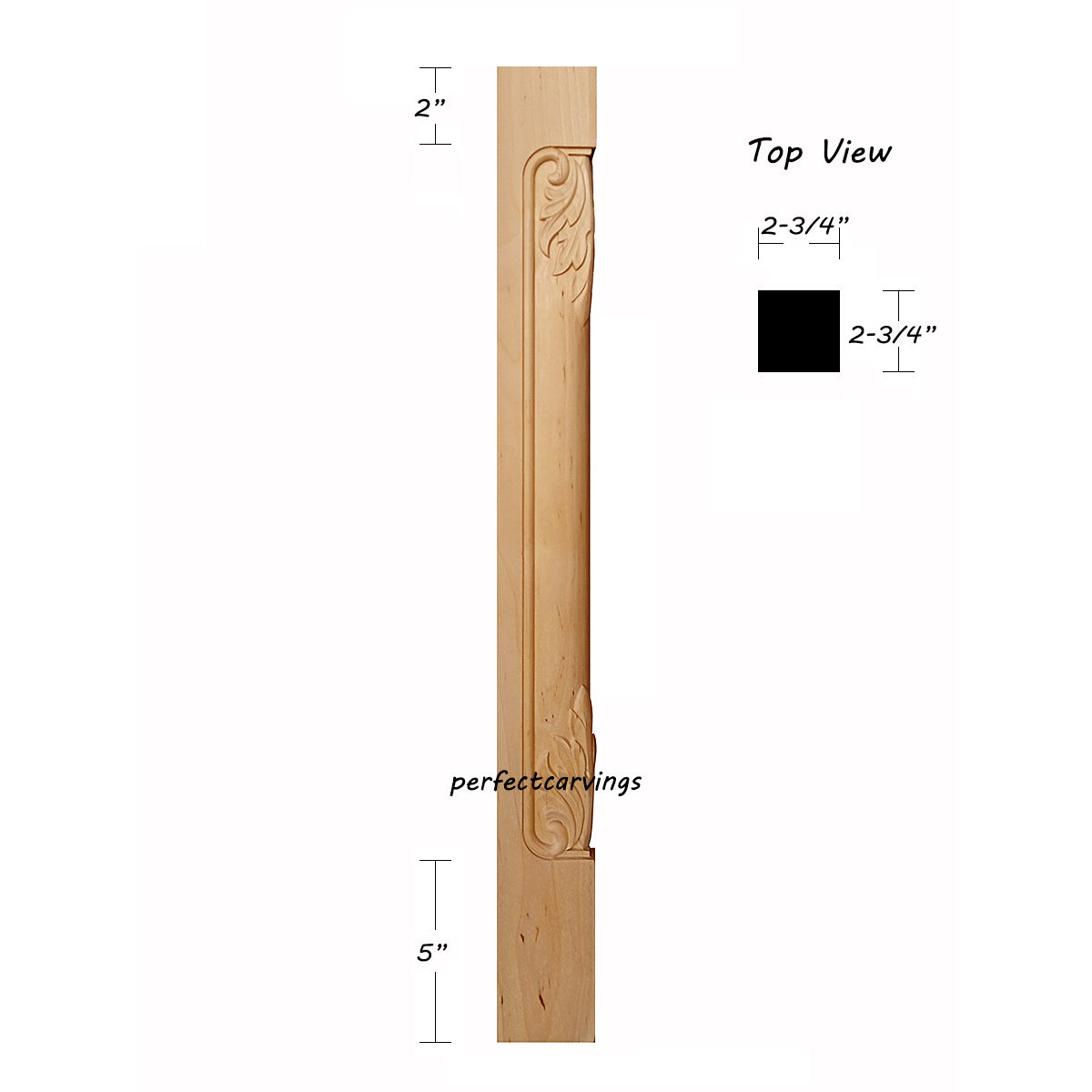 PAIR of Traditional Acanthus Carved 34-1/2"H Wood Corner Posts