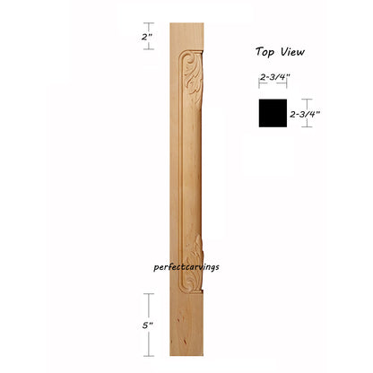 PAIR of Traditional Acanthus Carved 34-1/2"H Wood Corner Posts