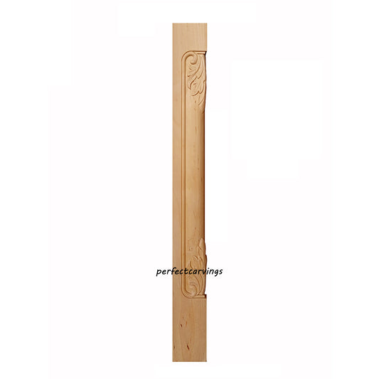 PAIR of Traditional Acanthus Carved 34-1/2"H Wood Corner Posts