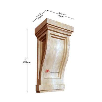 PAIR of Wood Carved Recessed Mission Corbels, Available in 7" & 10" High