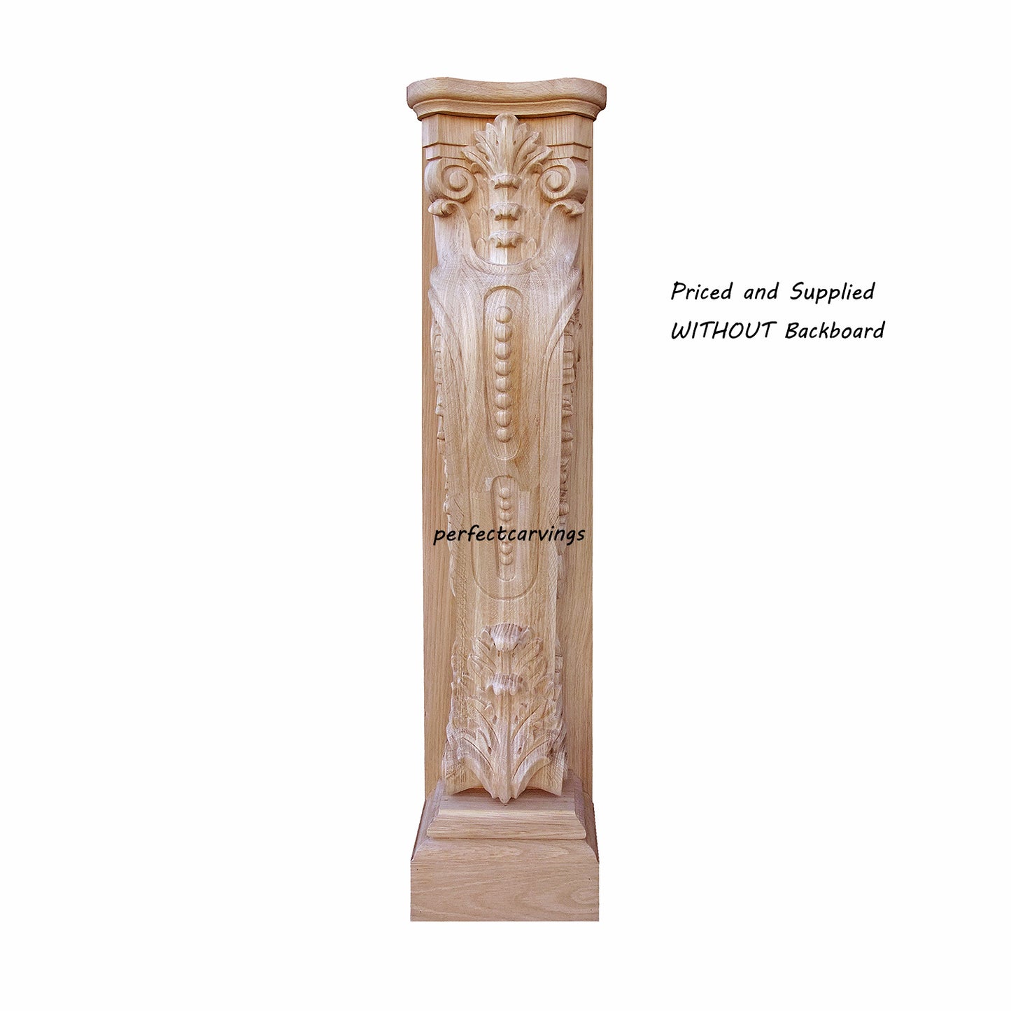 PAIR of ISP-08 Artistic Floral Leaf & Beads Carved 36"High Wood Island Post