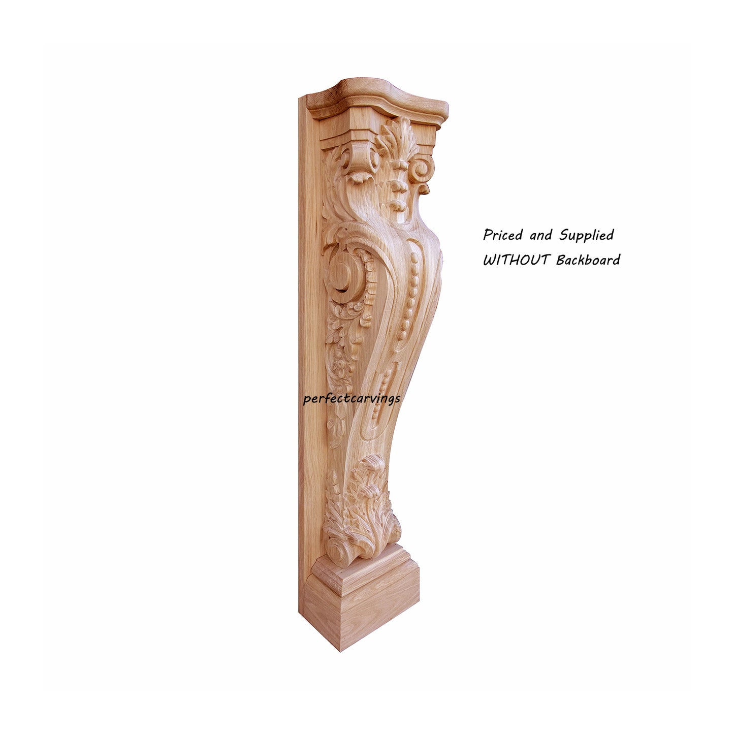 PAIR of ISP-08 Artistic Floral Leaf & Beads Carved 36"High Wood Island Post