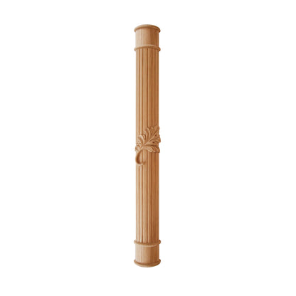 CLM-31 Single Leaf Carved 34-1/2"High Fluted Wood Columns, Available in 3-1/2", 5" Half & Full-round