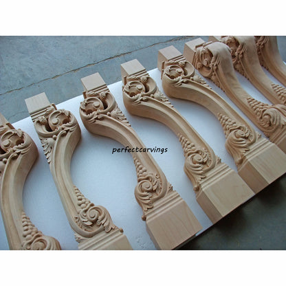 PAIR of ISP-01 Grape & Scroll Carved 36"High Wood Island Posts