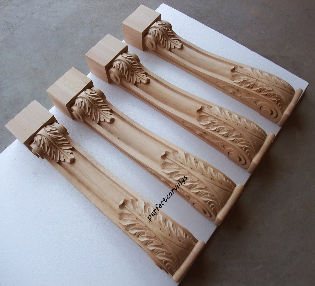 PAIR of ISP-04 Traditional Acanthus Carved 35-1/2