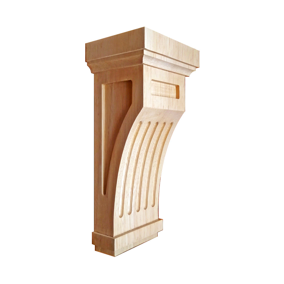 PAIR of Wood Carved Fluted Mission Corbels, Available in 7&quot; &amp; 10&quot; High