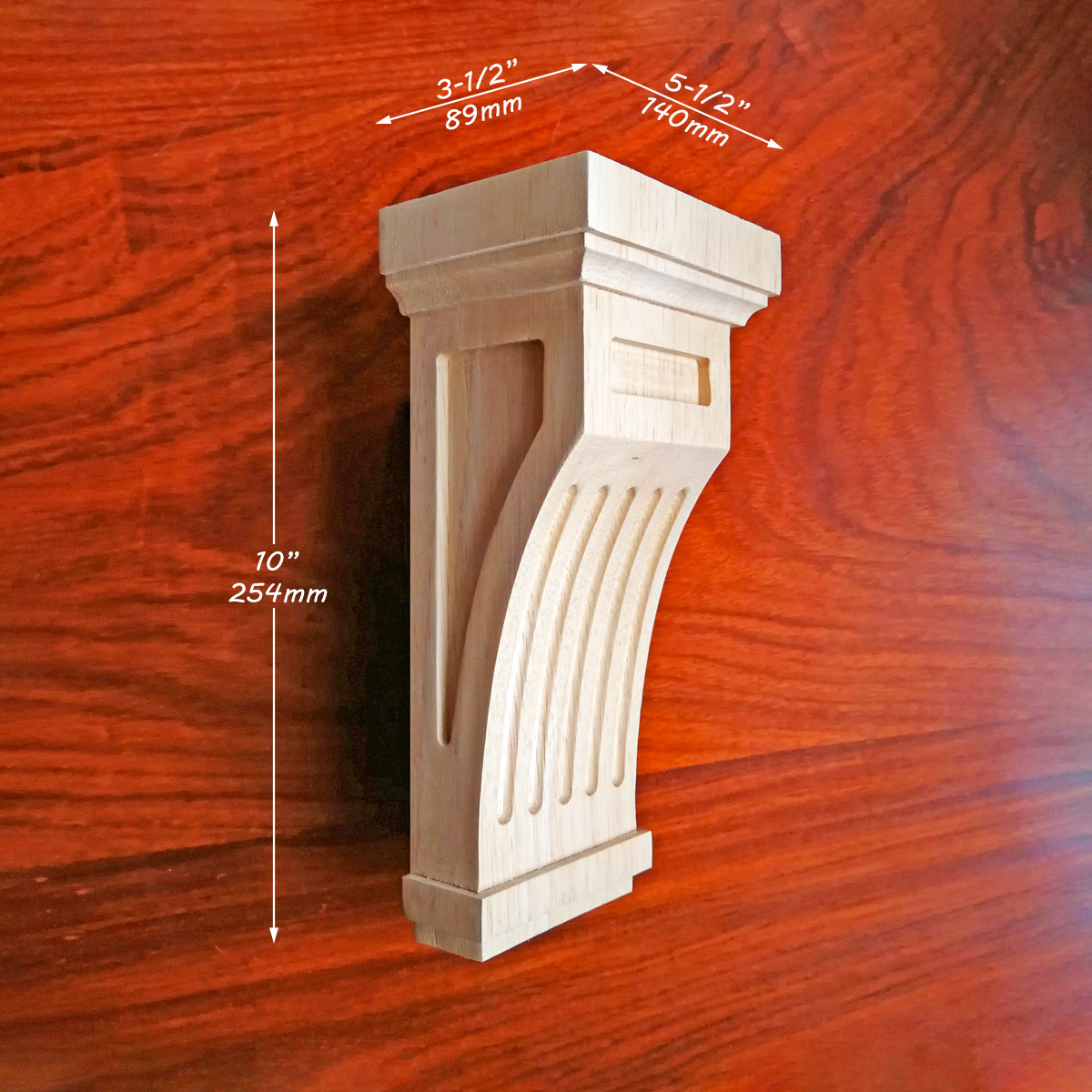 PAIR of Wood Carved Fluted Mission Corbels, Available in 7