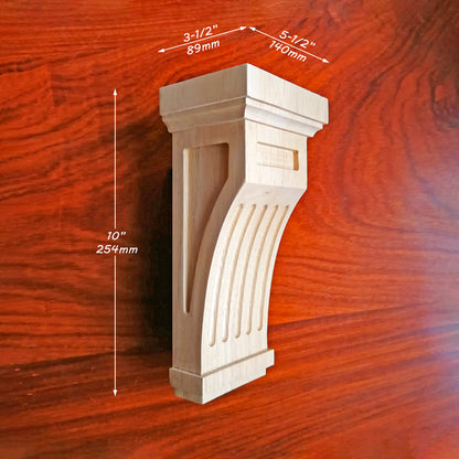 PAIR of Wood Carved Fluted Mission Corbels, Available in 7&quot; &amp; 10&quot; High