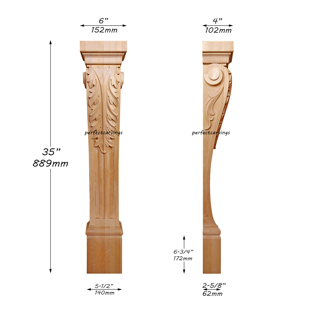 PAIR of ISP-14 Acanthus Carved 35