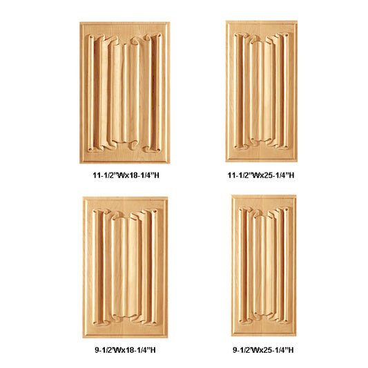 PAIR of PNL-13 Linenfold Carved Panels, 9-1/2" & 11-1/2“Wide Wood Panels