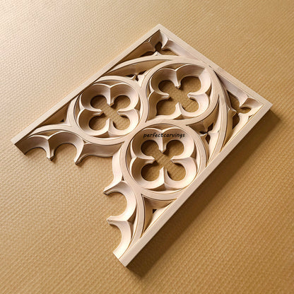 PNL-41 Large Wood Carved Gothic Screen Panel,  15"Wx19-1/2"H, Single