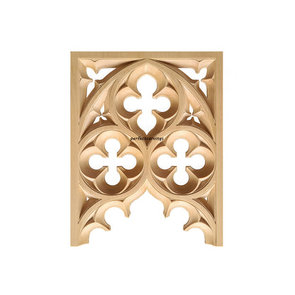 PNL-41 Large Wood Carved Gothic Screen Panel,  15"Wx19-1/2"H, Single