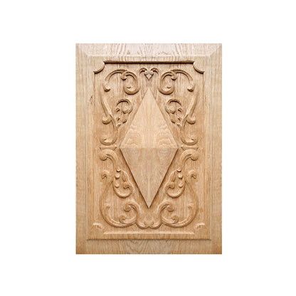 PAIR of PNL-49 Simple Scroll & Diamond Carved Wood Panels, 13-1/2"Wx19-3/8"H