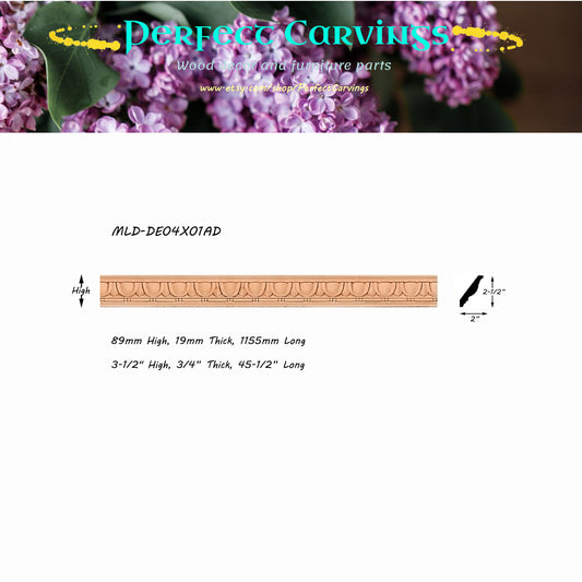 4PCS  Wood Carved 3-1/2"x3/4" Egg & Dart Small Crown Moulding Trim