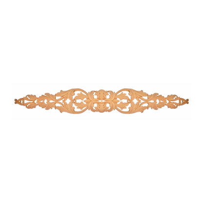 Flourishing Leaf Carved Wood Applique Onlay, Available in  14" & 22" Wide
