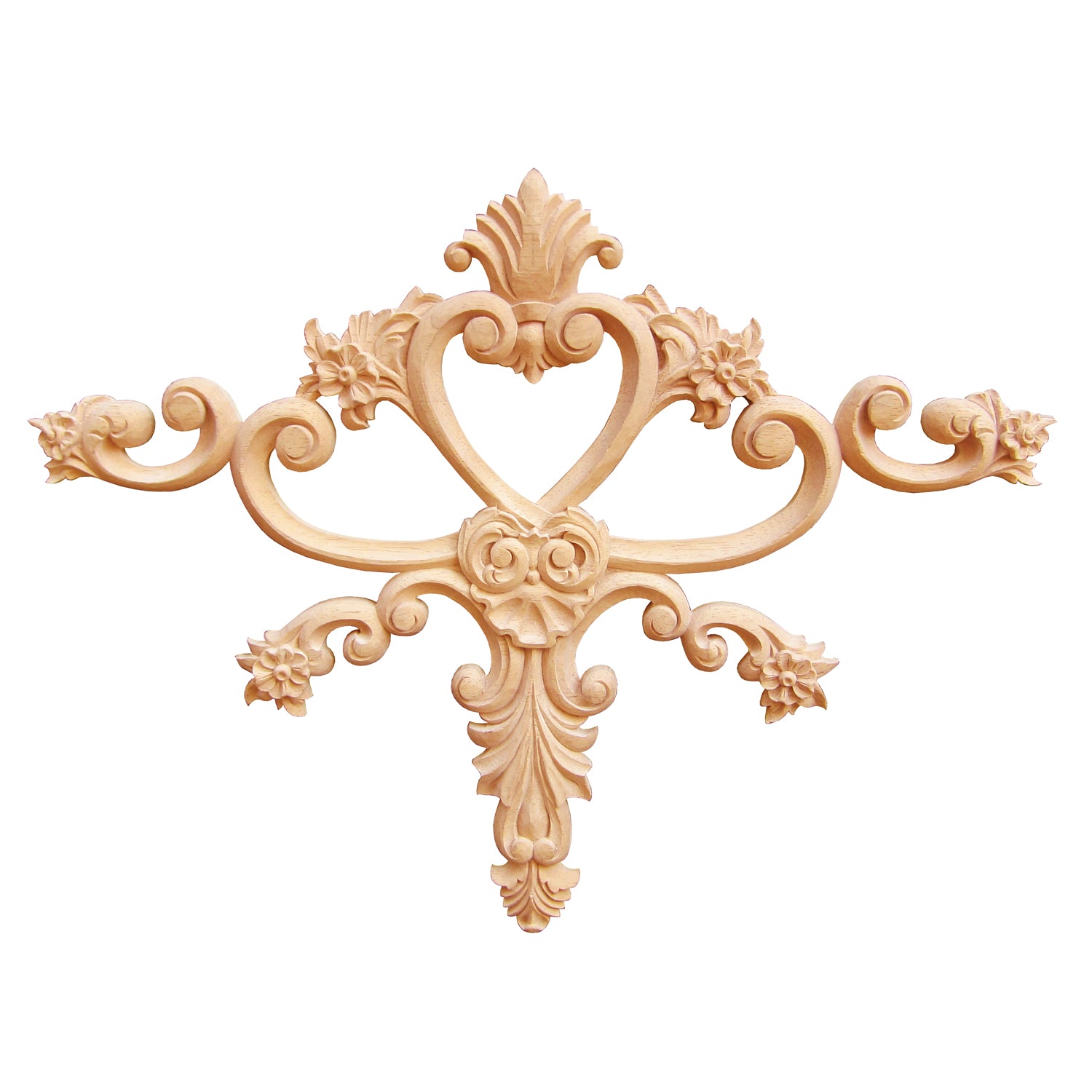 Delicate Scroll Carved Onlay for Wall Panel and Cabinet Door, 14-1/2