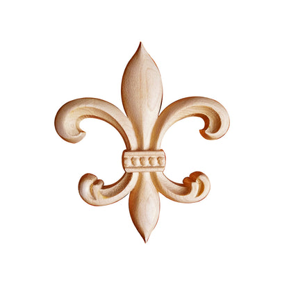 PAIR of Wooden Carved Fleur-de-lis Onlay, Furniture Appliques, Available in 3 Sizes