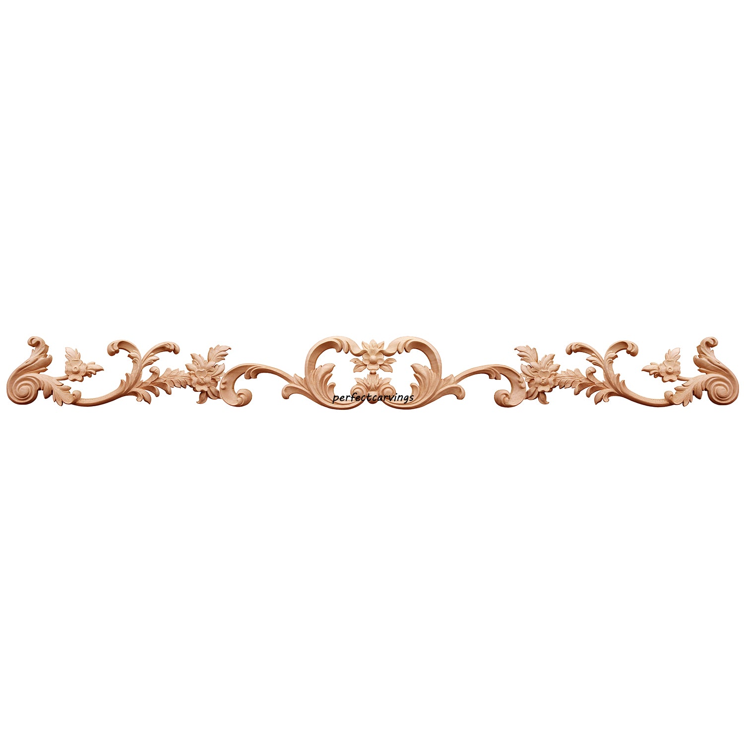 Vivid Floral Vine Carved Wood Applique for Mantel, Door Surround and Stair，42-1/4