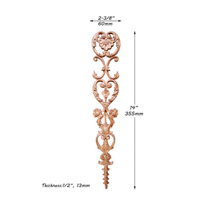PAIR of Floral Vine Bell Carved Wood Appliques, Drop Onlays for Furniture, Available in 14" & 22" High