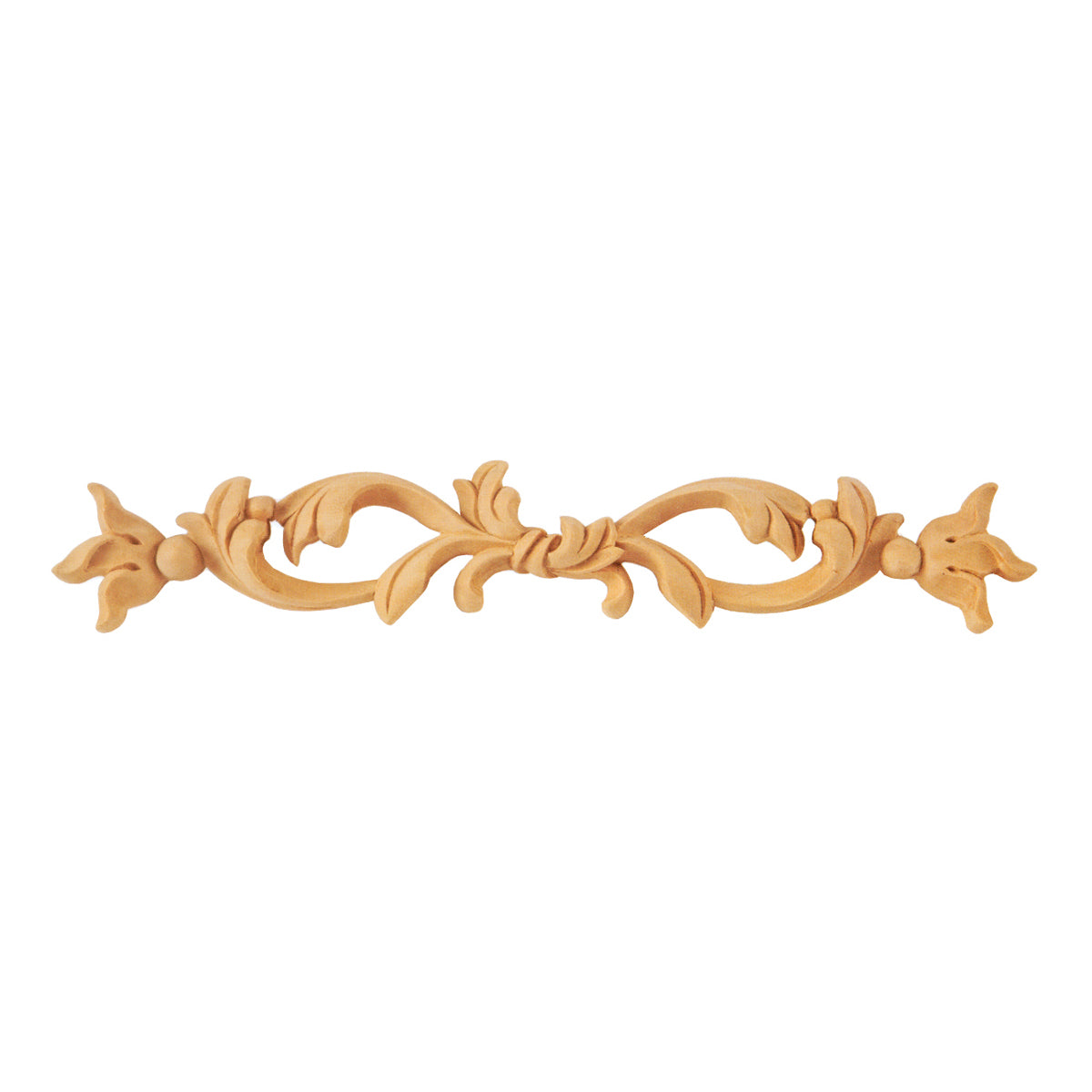 Delicate Interwoven Vine Leaf Carved Wood Applique, Furniture Onlay,  16-1/8