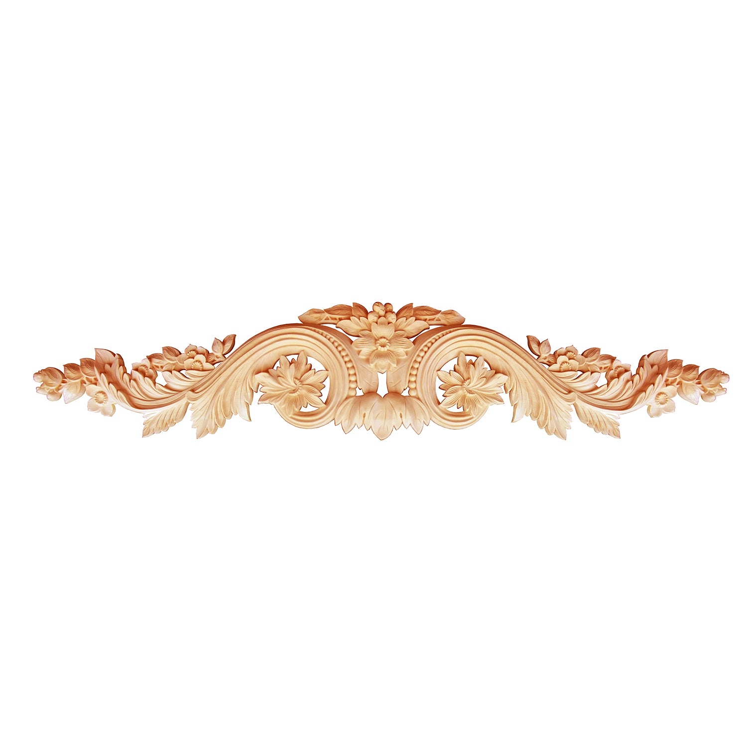 Floral Scroll with Pearl Carved Door Header Applique, Available in 24