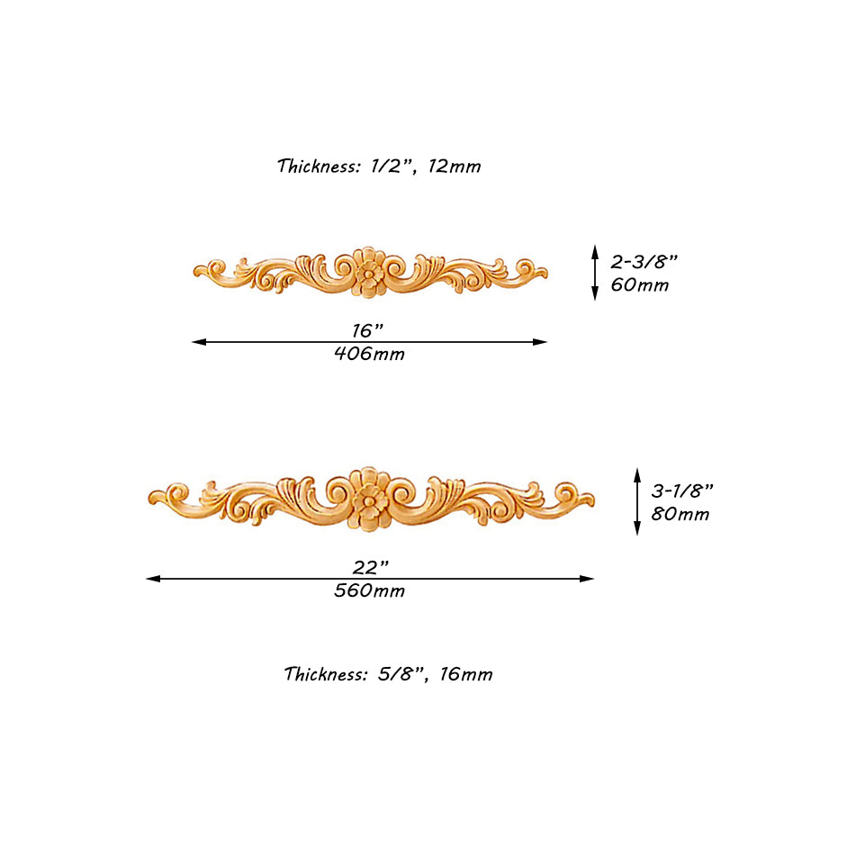 Narrow Floral Scroll Leaf Carved 16