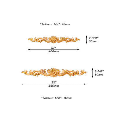 Narrow Floral Scroll Leaf Carved 16" & 22"W Central Applique