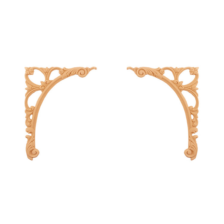 PAIR of Wood Carved Span Corner Appliques, Mirror Pair