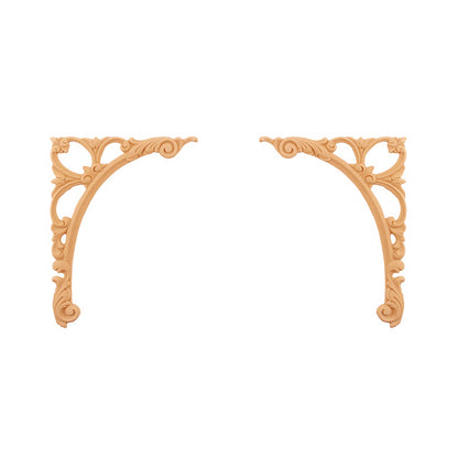 PAIR of Wood Carved Span Corner Appliques, Mirror Pair