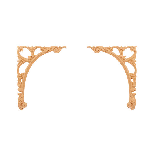 PAIR of Wood Carved Span Corner Appliques, Mirror Pair