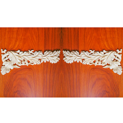 PAIR of Acorn Carved Wood Corner Appliques for Rangehood, 12-5/8"Wx5-1/2"H, Mirror Pair