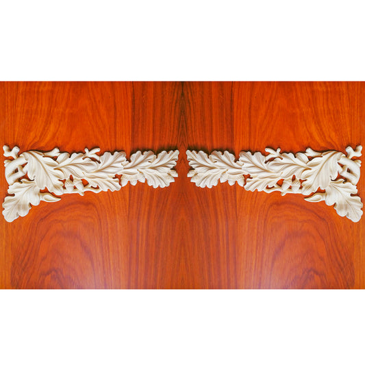 PAIR of Acorn Carved Wood Corner Appliques for Rangehood, 12-5/8"Wx5-1/2"H, Mirror Pair