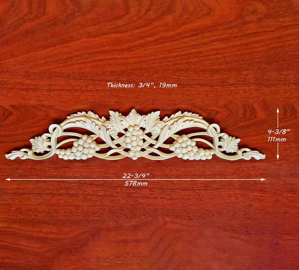 Interwoven Ribbon and Grapevine Carved Applique, Onlay for Furniture, Available from 12