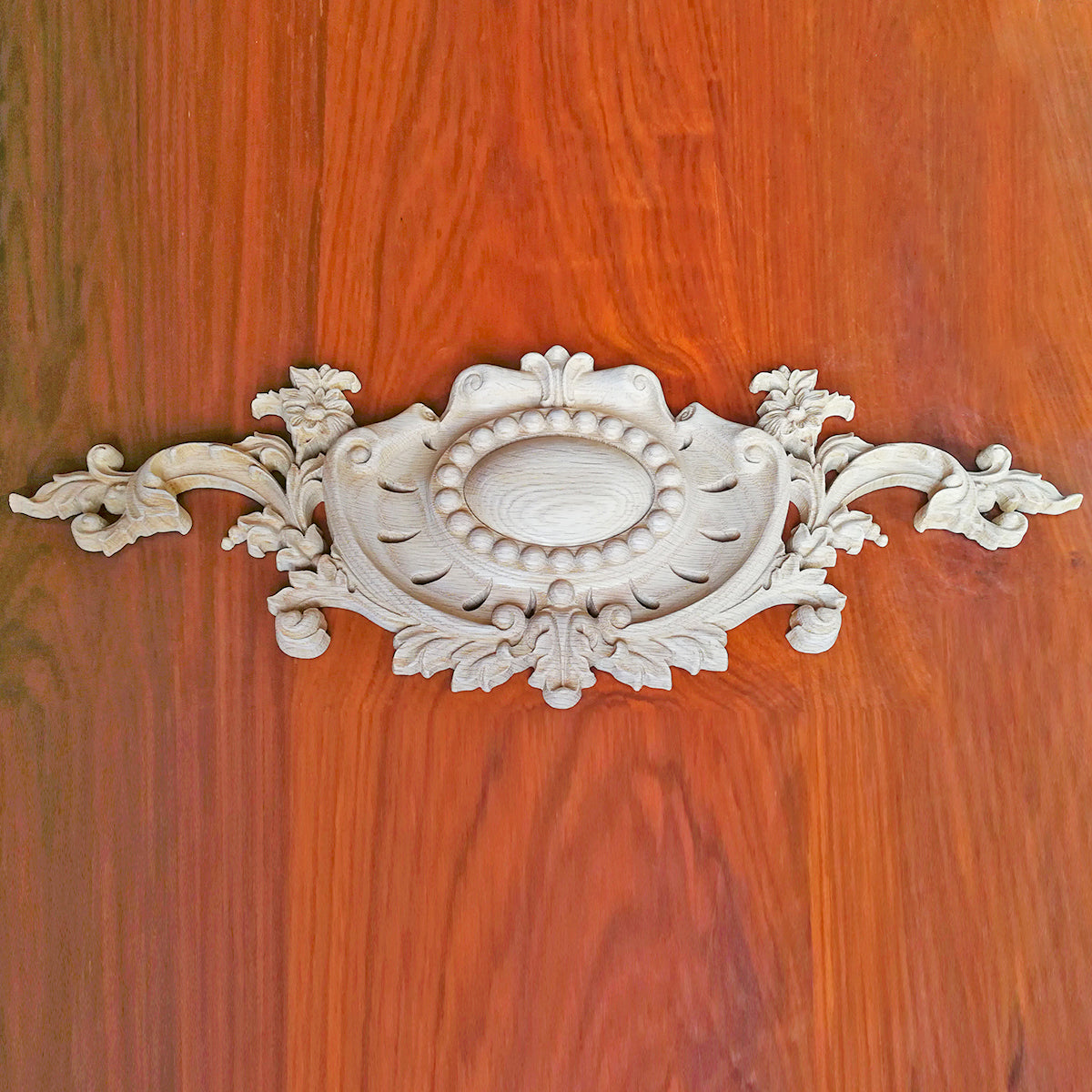 Victorian Pearl Floral Wood Carved Applique, Furniture Onlay,  19-1/4