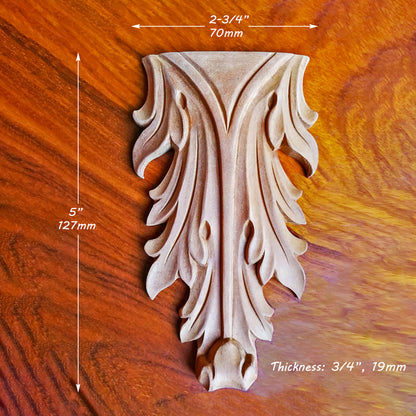 PAIR of Classic Acanthus Leaf Drop Onlay Applique, Available from 5" to 9" High