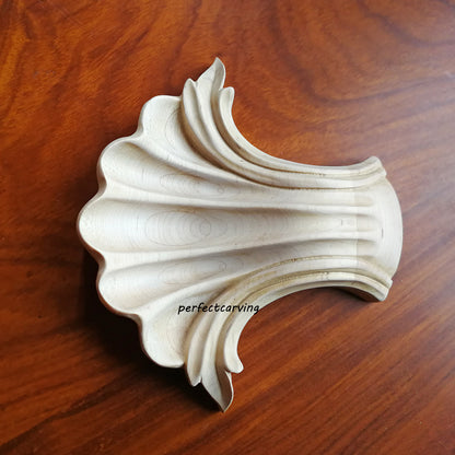 Solid Shell Carved Keystone Onlay Applique,  6-1/4"Wx5-1/2"H, Single