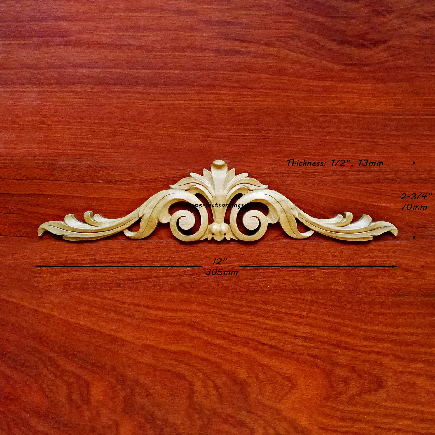 Traditional Acanthus Scroll Carved Wood Applique,  Available in 12