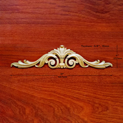 Traditional Acanthus Scroll Carved Wood Applique,  Available in 12", 18" & 22" Wide