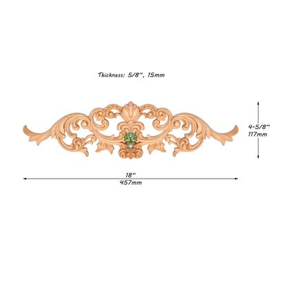 Delicate Leaf Scroll Carved Wood Applique, Furniture Onlay, Available from 13" to 22-3/4" Wide