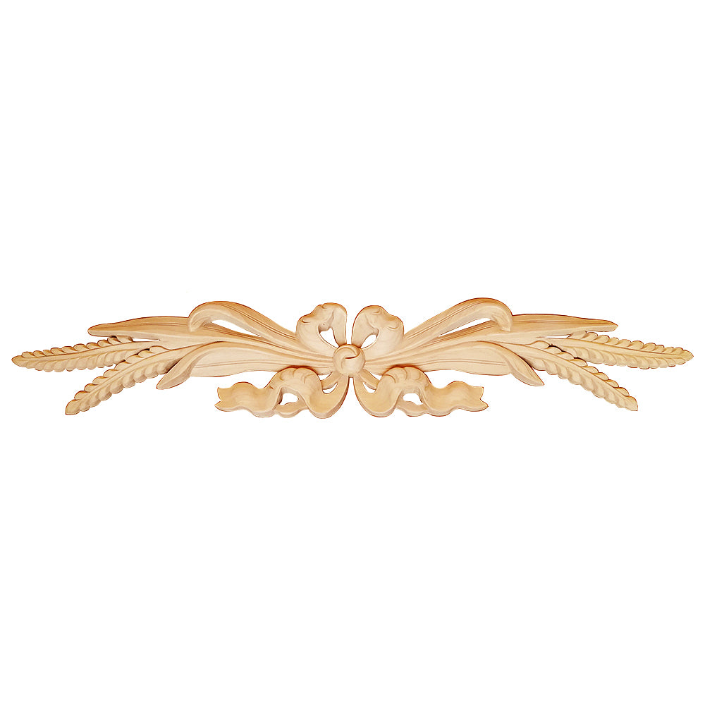 Delicate Carved Wheat Ribbon Wood Applique Onlay, Available in 16" & 24" Wide