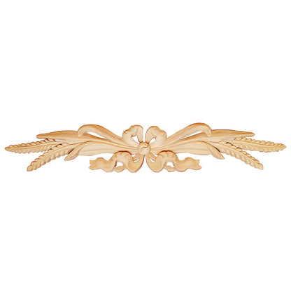 Delicate Carved Wheat Ribbon Wood Applique Onlay, Available in 16" & 24" Wide