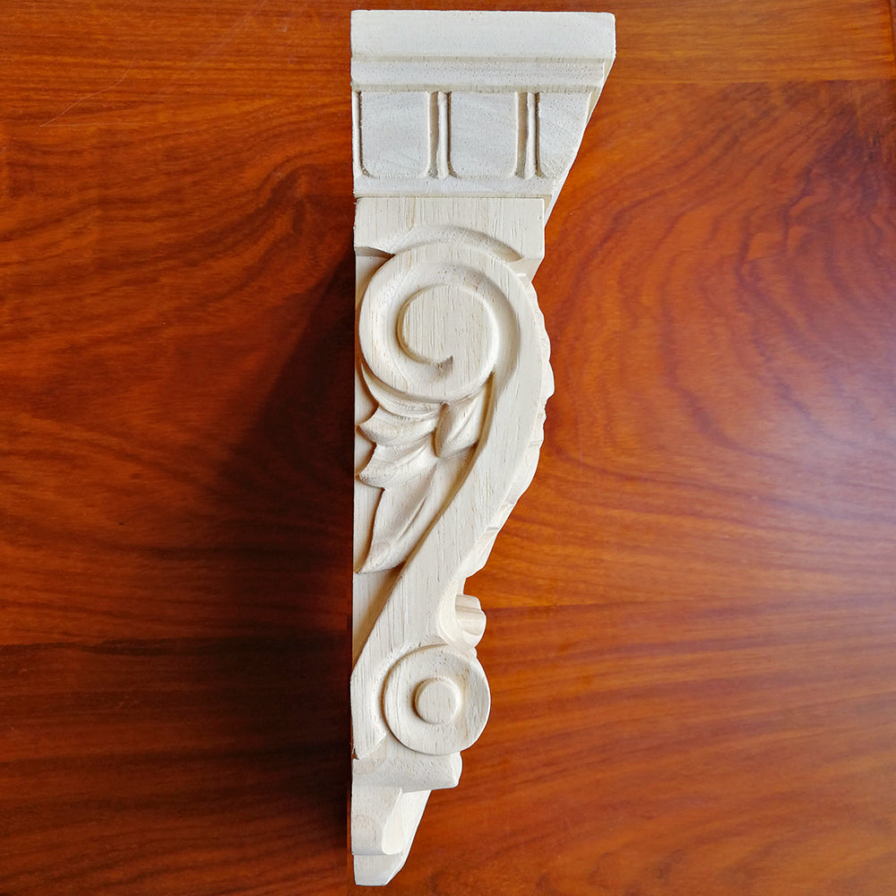 PAIR of Egg & Dart Top Delicate Leaf Carved Wood Corbels, 5-1/8