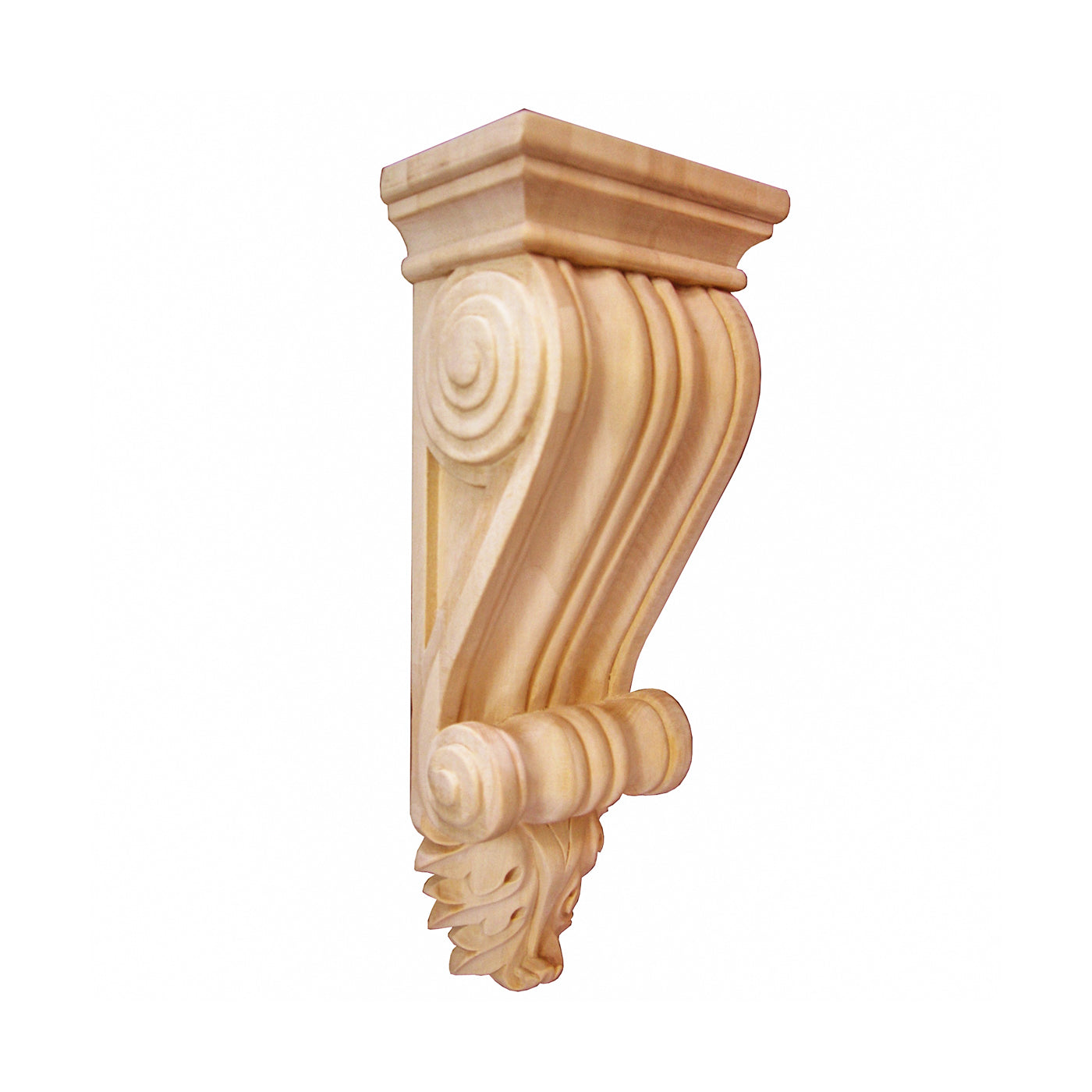 PAIR of Reeded Scroll & Acanthus Carved Wood Corbels, 5"Wx3"Dx11-1/8"H