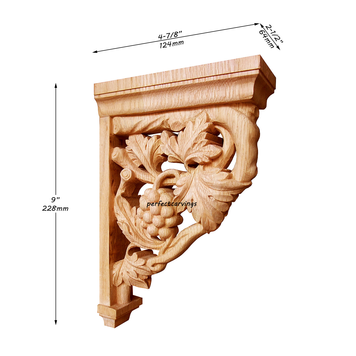 PAIR of Vintage Grapevine Carved Look-through Bracket Corbels, Available in 9”, 12