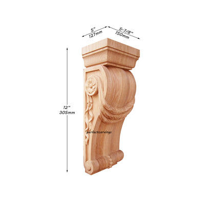 PAIR of Linenfold Carved Large Wood Corbels, Hollow Back, Available in Two Sizes