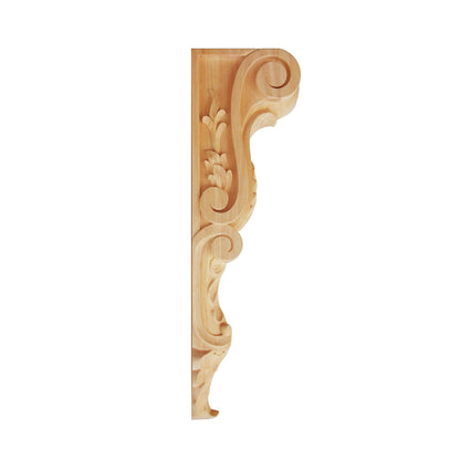 PAIR of Tongue Leaf Carved Wood Corbels, Available from 9" to 20" High, Unfinished