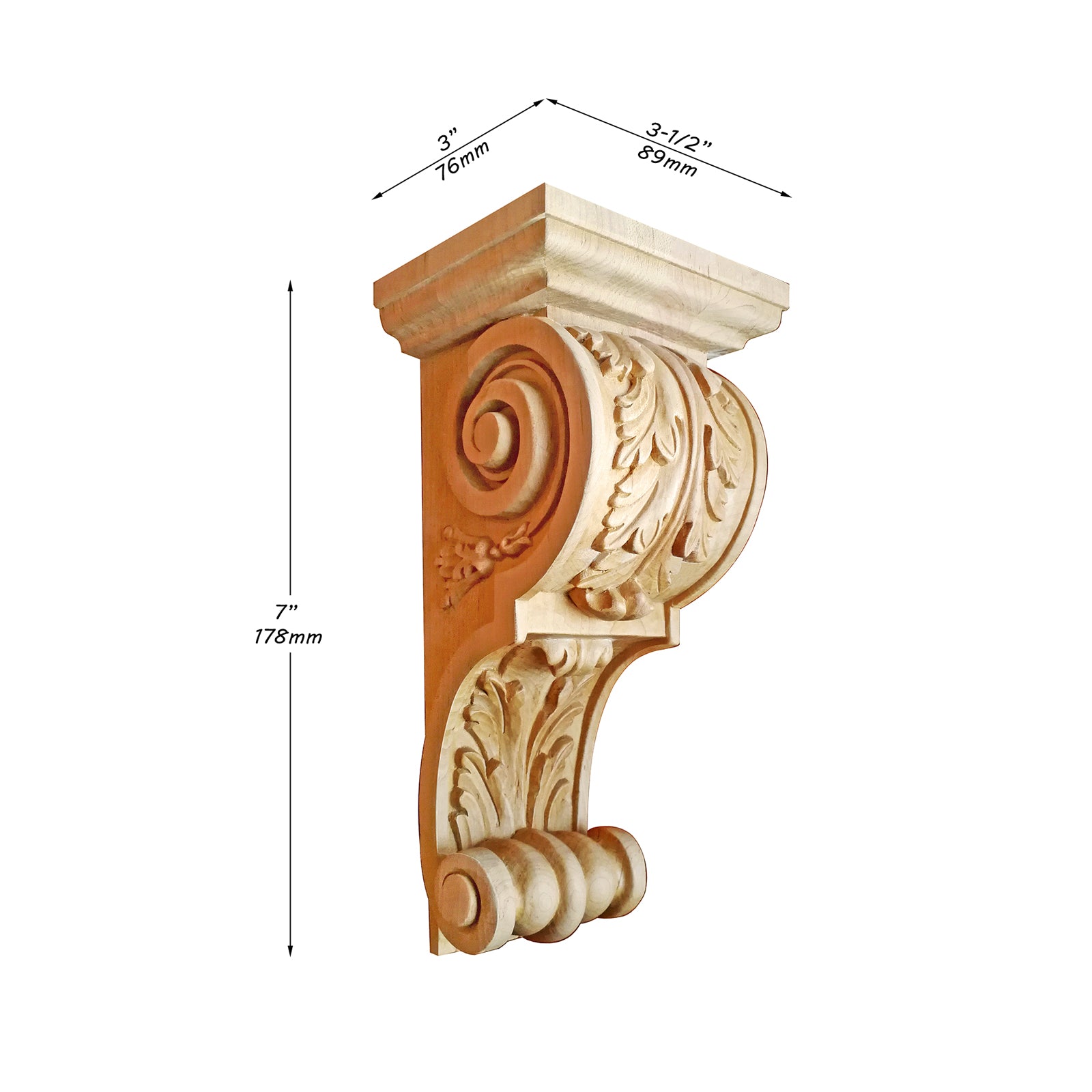 PAIR of Vintage Style Leaf Scroll Carved Wood Corbels, Carved Bookends, Wall Brackets, Available in 3 Sizes