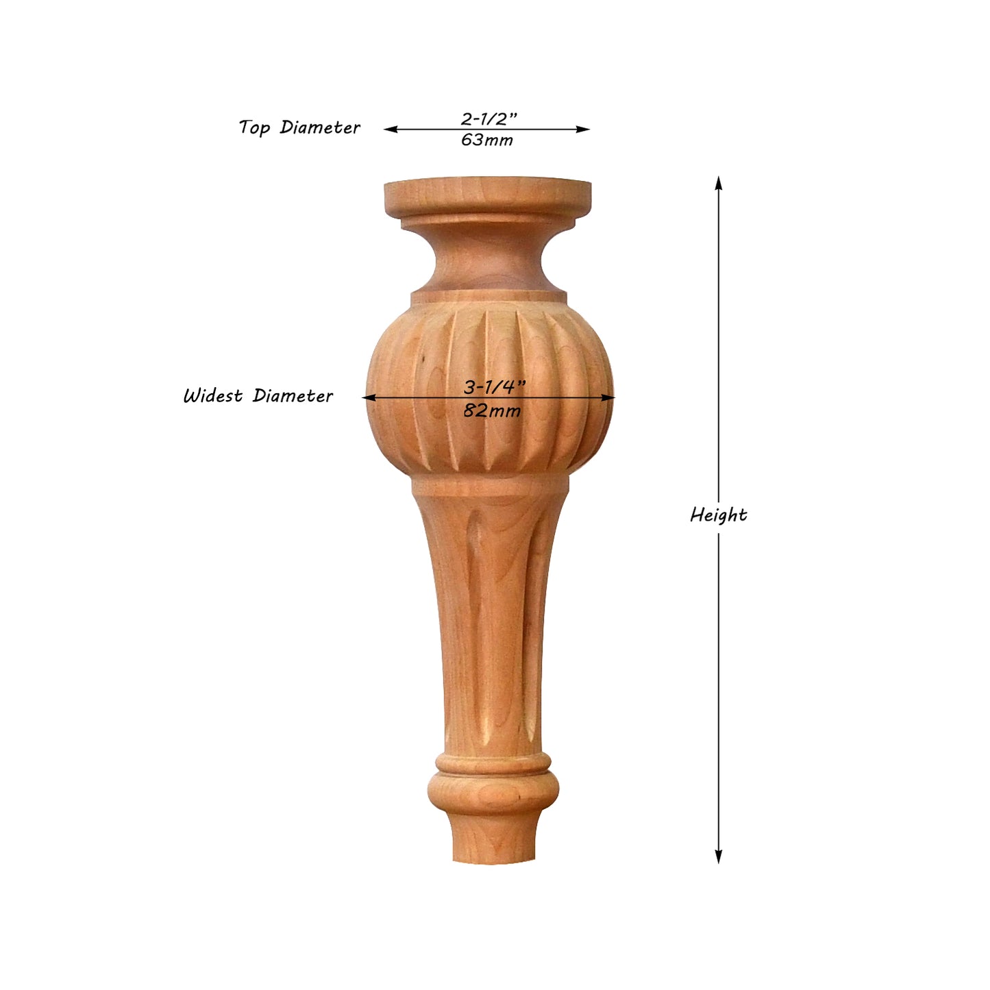 PAIR of Solid Carved Bun Feet for Nightstand, Chest and Cabinet, Available in 6" & 8" High