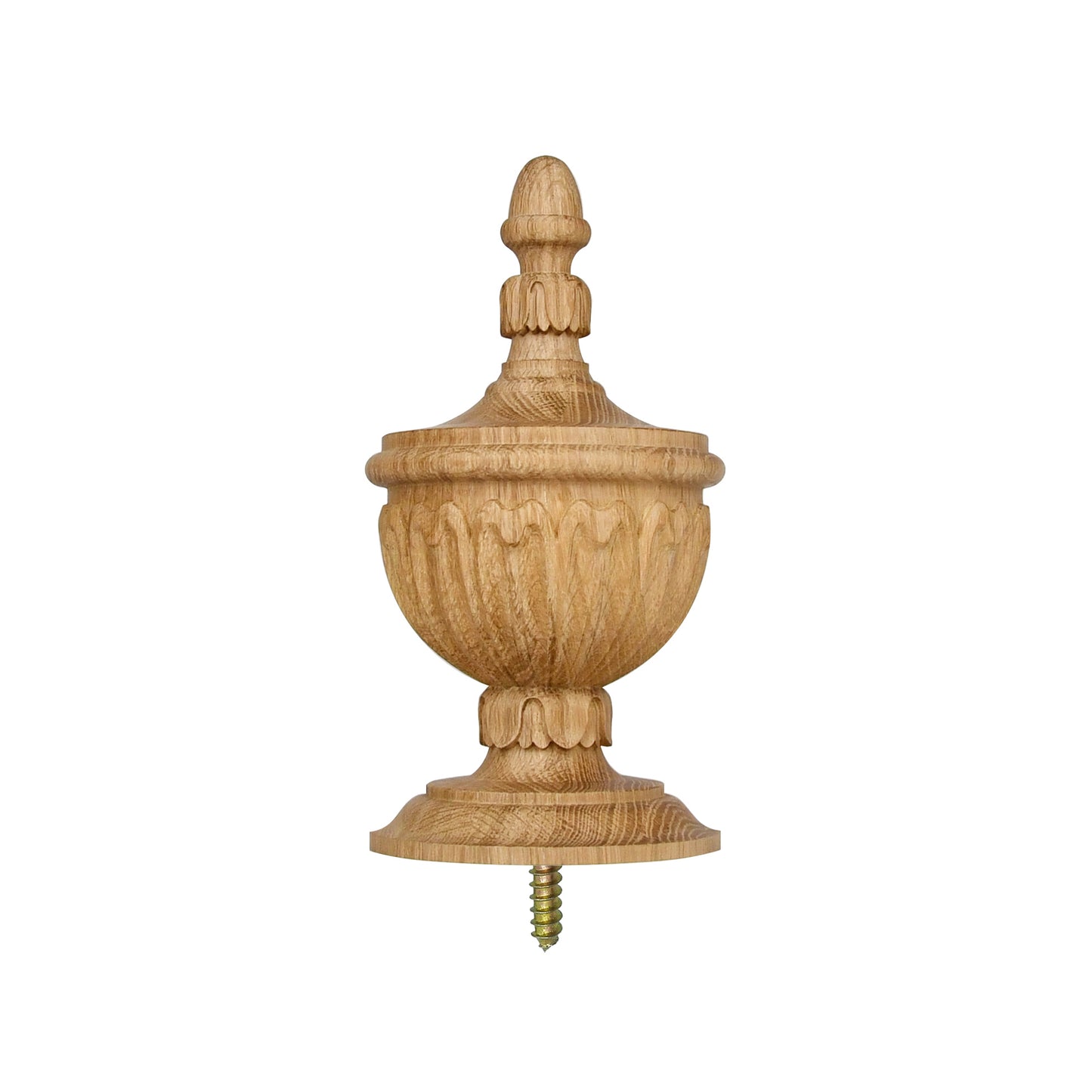 Tongue Leaf Carved Wood Finial for Stair Post, Curtain Rod and Bed Post, Available in 3 Sizes