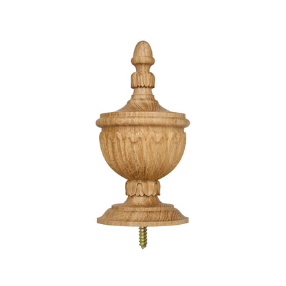Tongue Leaf Carved Wood Finial for Stair Post, Curtain Rod and Bed Post, Available in 3 Sizes